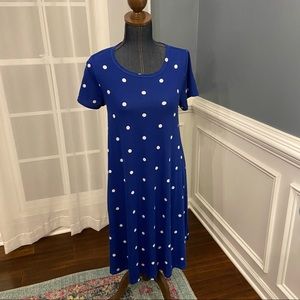 Blue Polka Dot LulaRoe Sz XS short Sleeve Dress